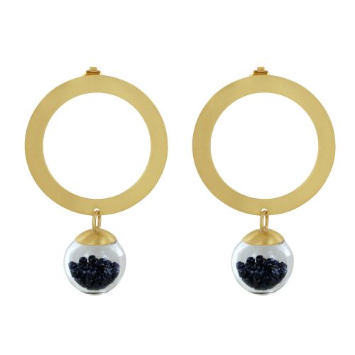 Boucles d'Oreilles Anneau Laiton Bulle Pâte de Verre et Perles - LES POULETTES BIJOUX - Modalova