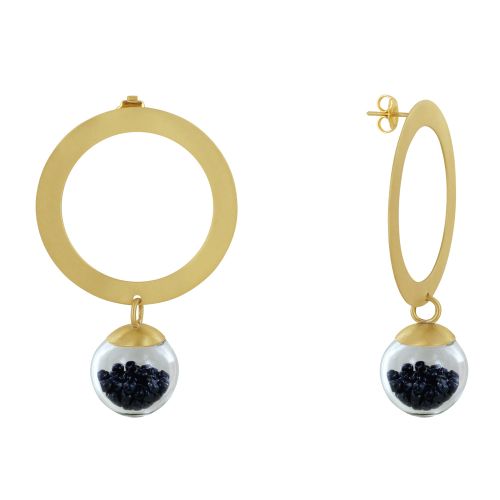 Boucles d'Oreilles Anneau Laiton Bulle Pâte de Verre et Perles - LES POULETTES BIJOUX - Modalova