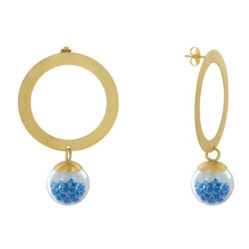 Boucles d'Oreilles Anneau Laiton Bulle Pâte de Verre et Perle - LES POULETTES BIJOUX - Modalova