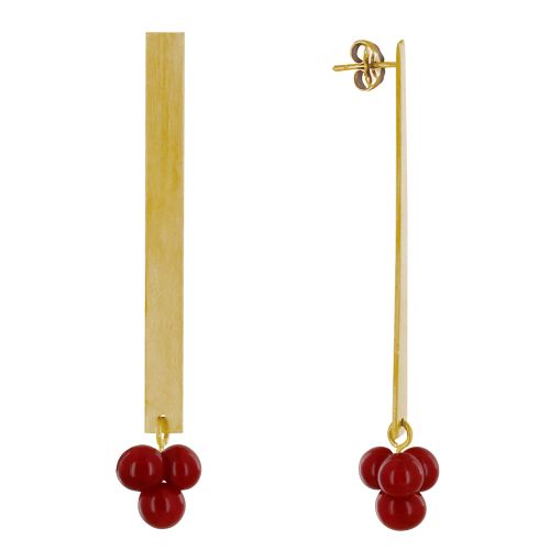 Boucles d'Oreilles Clous Laiton Rectangle Plat et Bouquet de - LES POULETTES BIJOUX - Modalova