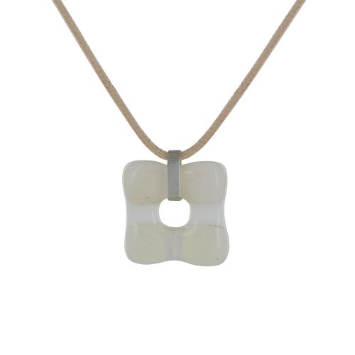 Collier Argent 925 et Petit Pendentif Pâte de Verre Donuts Vanille - LES POULETTES BIJOUX - Modalova