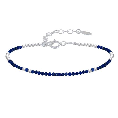 Bracelet Perles Argent et Perles de Lapis Lazuli Facetté M5 - LES POULETTES BIJOUX - Modalova