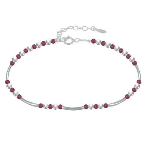 Bracelet Argent Tubes et Perles Facettées de Tourmaline - LES POULETTES BIJOUX - Modalova