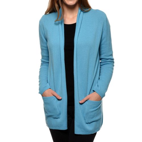 BIJOUX - Gilet Col Châle 100% Cachemire 2 Fils - Turquoise - LES POULETTES - Modalova