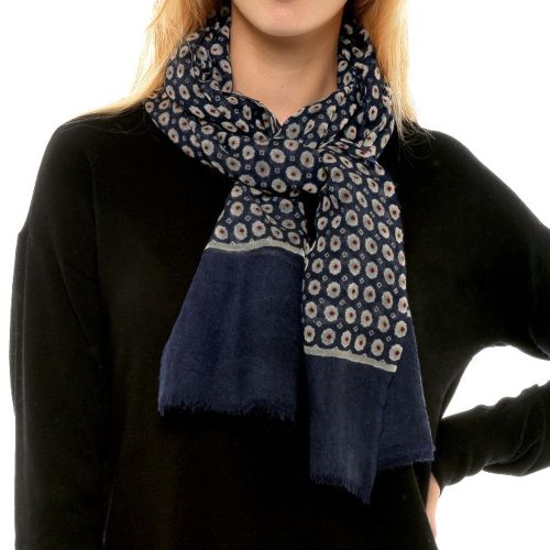 BIJOUX - Echarpe 100% Laine Petites Fleurs Beige Centre Rouge - LES POULETTES - Modalova
