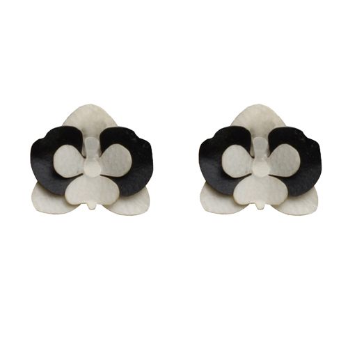 Boucles d'Oreilles Clous Laiton Orchidée en Cuir - LES POULETTES BIJOUX - Modalova