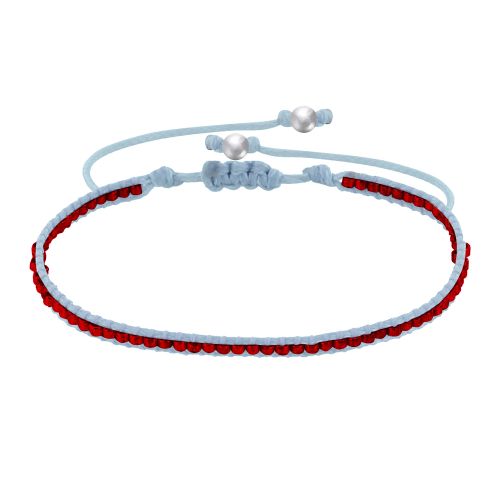 Bracelet Perles Rouges Lien Tréssé Ciel - LES POULETTES BIJOUX - Modalova