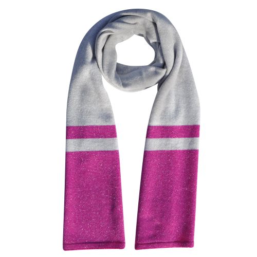 BIJOUX - Echarpe 100% Cachemire Gris Clair à Rayures et Lurex 2 Fils 4 - LES POULETTES - Modalova