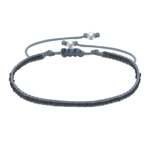 Bracelet Perles Grises Anthracite Lien Tréssé Gris Foncé - LES POULETTES BIJOUX - Modalova