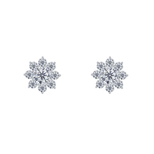 Boucles d'Oreilles Clous Fleurs et Oxydes Blancs - LES POULETTES BIJOUX - Modalova
