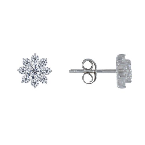 Boucles d'Oreilles Clous Fleurs et Oxydes Blancs - LES POULETTES BIJOUX - Modalova