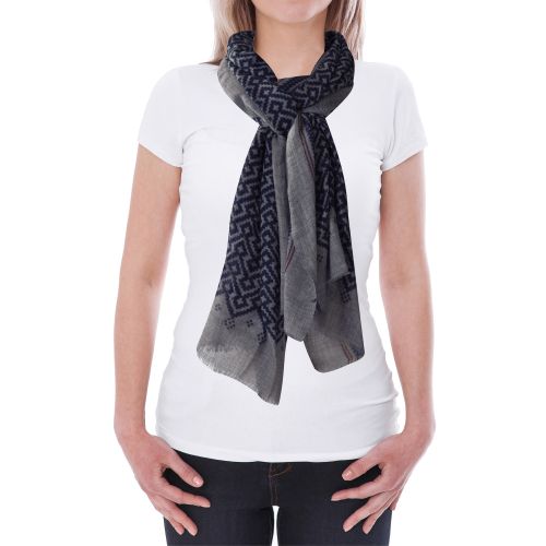 BIJOUX - Echarpe 100% Laine Lignes Rouges Losanges Bleu Navy - LES POULETTES - Modalova