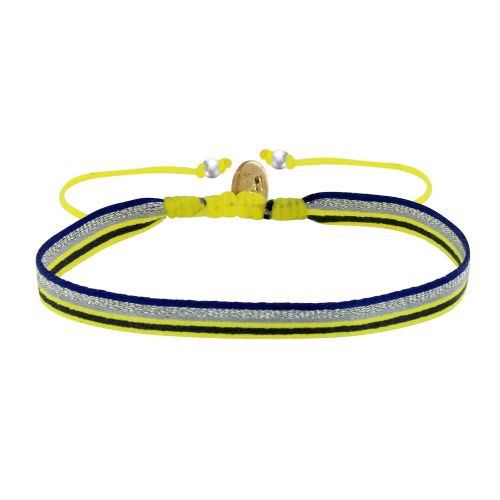 Bracelet Lien Tissé Bandes Argenté et Bleu - LES POULETTES BIJOUX - Modalova