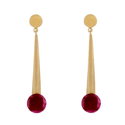 Boucles d'Oreilles Laiton Doré Pastille Cône et Disque Coloré - LES POULETTES BIJOUX - Modalova
