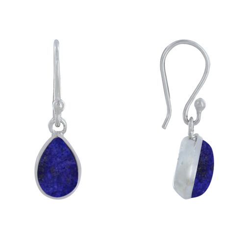 Boucles d'Oreilles Argent 925 Crochet Petite Goutte de Lapis - LES POULETTES BIJOUX - Modalova