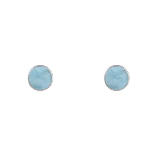 Boucles d'Oreilles Clous Argent Demi Perle de Larimar - LES POULETTES BIJOUX - Modalova