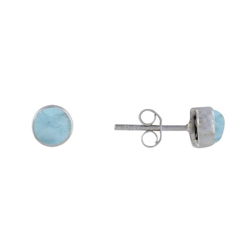 Boucles d'Oreilles Clous Argent Demi Perle de Larimar - LES POULETTES BIJOUX - Modalova