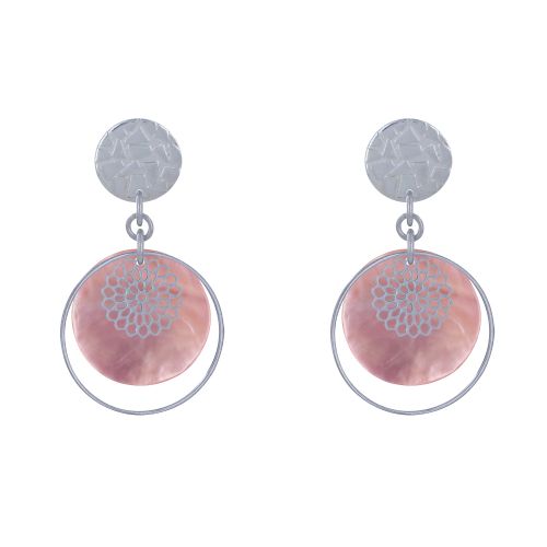 Boucles d'Oreilles Clous Métal Argenté Cercle et Pastille de - LES POULETTES BIJOUX - Modalova
