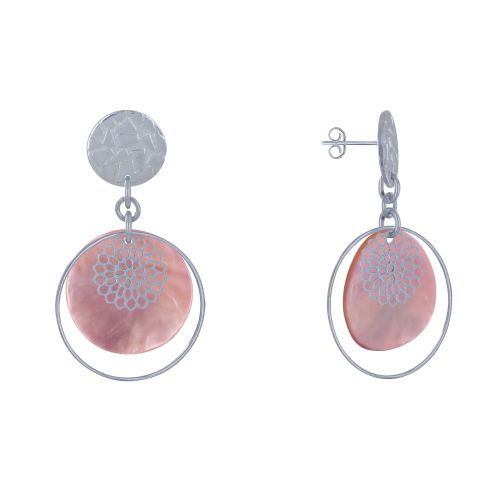 Boucles d'Oreilles Clous Métal Argenté Cercle et Pastille de - LES POULETTES BIJOUX - Modalova