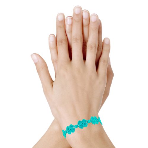 Cruciani Bracelet Dentelle 7 Trèfles Bleu Méthylène - LES POULETTES BIJOUX - Modalova