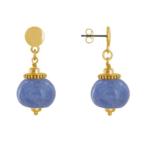 Boucles d'Oreilles Clous Métal Doré et Grosses Perles en Céra - LES POULETTES BIJOUX - Modalova