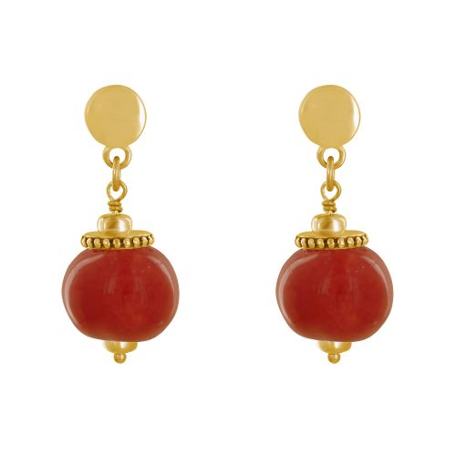 Boucles d'Oreilles Clous Métal Doré et Grosses Perles en Céra - LES POULETTES BIJOUX - Modalova