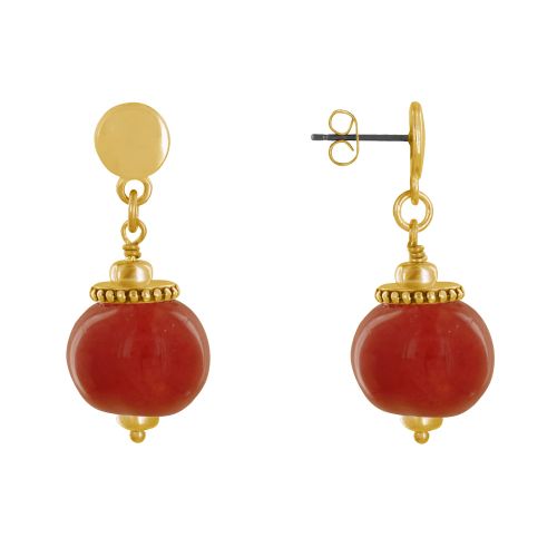 Boucles d'Oreilles Clous Métal Doré et Grosses Perles en Céra - LES POULETTES BIJOUX - Modalova