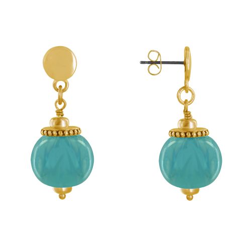Boucles d'Oreilles Clous Métal Doré et Grosses Perles en Céra - LES POULETTES BIJOUX - Modalova