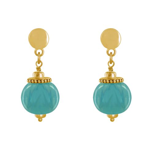 Boucles d'Oreilles Clous Métal Doré et Grosses Perles en Céra - LES POULETTES BIJOUX - Modalova