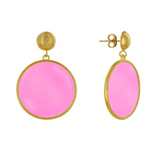 Boucles d'Oreilles Clous Métal Doré Cercle Coloré Translucide - LES POULETTES BIJOUX - Modalova