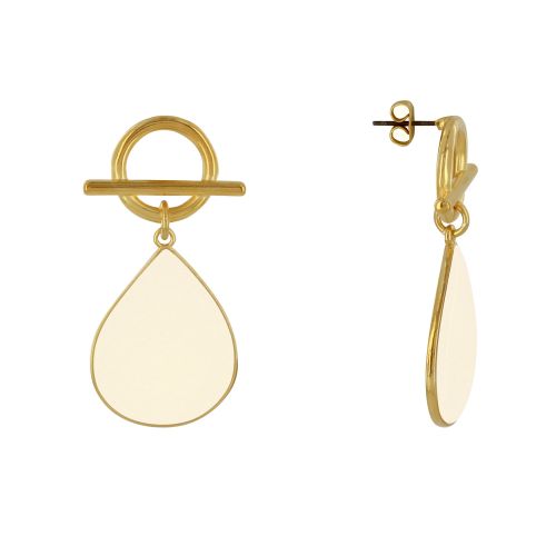 Boucles d'Oreilles Laiton Doré Fermoir T et Goutte Émaillée - LES POULETTES BIJOUX - Modalova