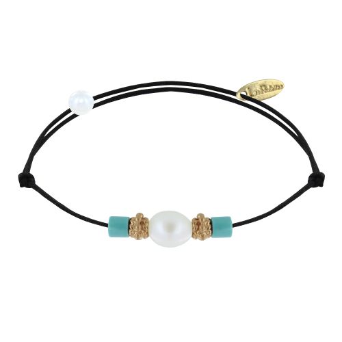Bracelet Lien Perle de Culture Blanche Perles Plaqué Or et de - LES POULETTES BIJOUX - Modalova