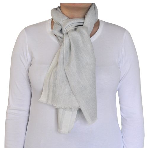BIJOUX - Echarpe 100% Lin Deux Rayures Blanches - LES POULETTES - Modalova