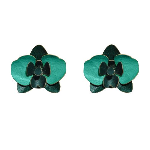 Boucles d'Oreilles Clous Laiton Orchidée en Cuir - LES POULETTES BIJOUX - Modalova