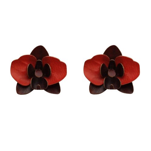Boucles d'Oreilles Clous Laiton Orchidée en Cuir - LES POULETTES BIJOUX - Modalova