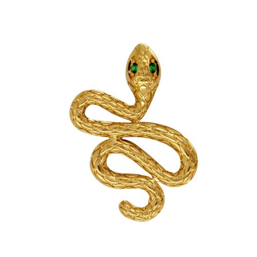 Pendentif Plaqué Serpent aux Yeux Verts - LES POULETTES BIJOUX - Modalova