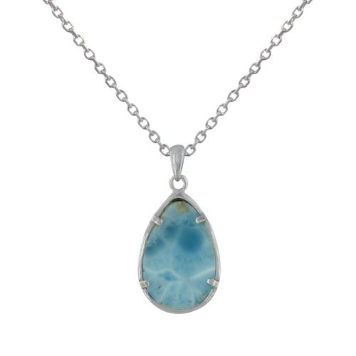 Pendentif Argent 925 Petite Goutte Elfique de Larimar - LES POULETTES BIJOUX - Modalova