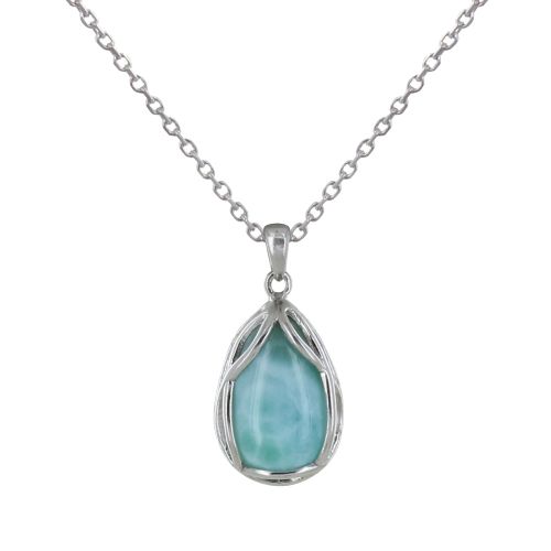Pendentif Argent 925 Petite Goutte Elfique de Larimar - LES POULETTES BIJOUX - Modalova
