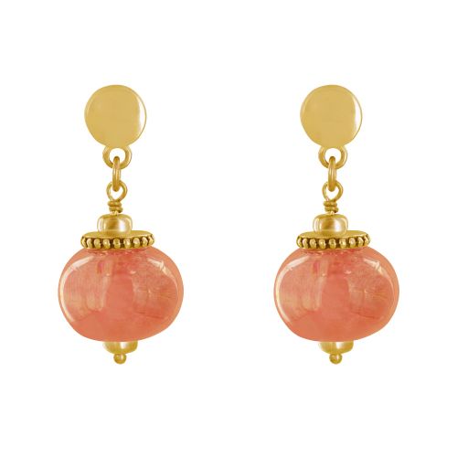 Boucles d'Oreilles Clous Métal Doré et Grosses Perles en Céra - LES POULETTES BIJOUX - Modalova