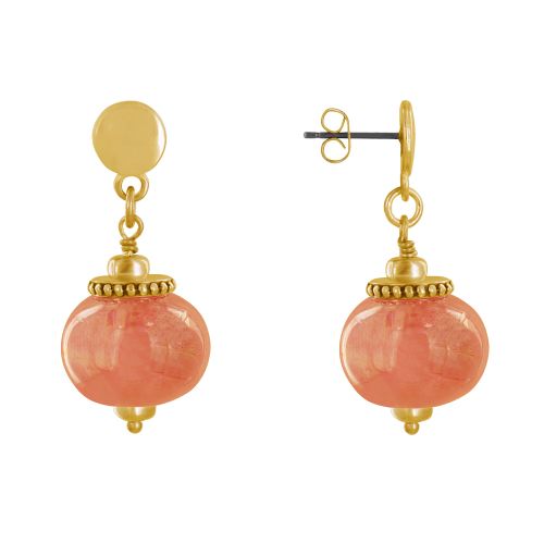 Boucles d'Oreilles Clous Métal Doré et Grosses Perles en Céra - LES POULETTES BIJOUX - Modalova