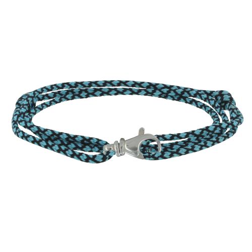 Bracelet Argent 925 Mousqueton Pivotant et Lien en Paracorde - Turquoise - LES POULETTES BIJOUX - Modalova