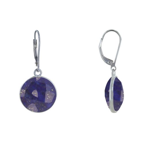 Boucles d'Oreilles Argent 925 Disque de Lapis Lazuli Facettée - LES POULETTES BIJOUX - Modalova