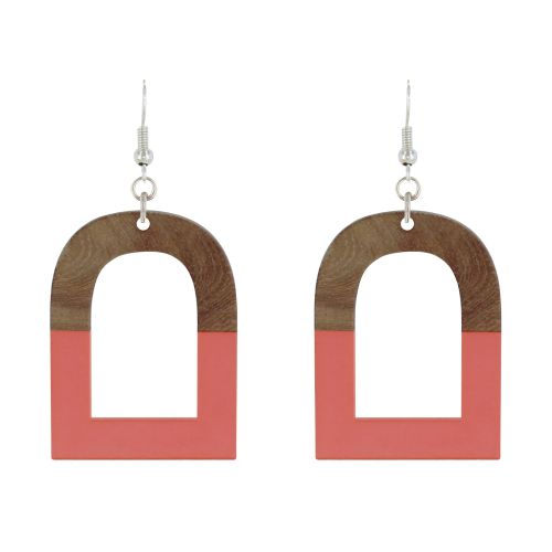 Boucles d'Oreilles Argent 925 Etrier Bois et Résine - LES POULETTES BIJOUX - Modalova