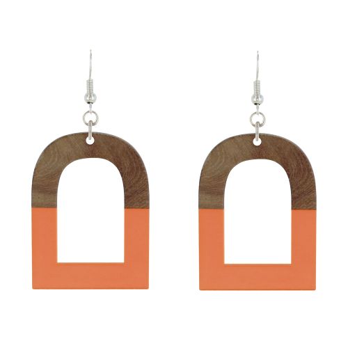 Boucles d'Oreilles Argent 925 Etrier Bois et Résine - LES POULETTES BIJOUX - Modalova