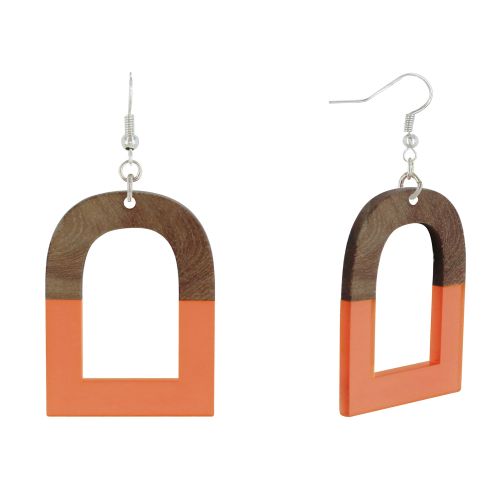 Boucles d'Oreilles Argent 925 Etrier Bois et Résine - LES POULETTES BIJOUX - Modalova
