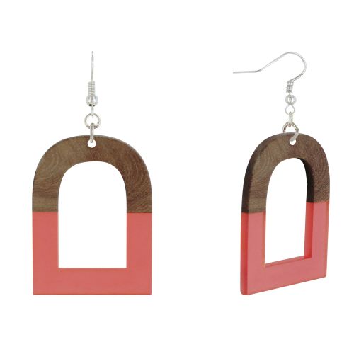 Boucles d'Oreilles Argent 925 Etrier Bois et Résine - LES POULETTES BIJOUX - Modalova