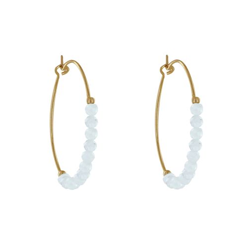 Boucles d'Oreilles Plaqué Or Créoles Perles Facettées de Pier - LES POULETTES BIJOUX - Modalova