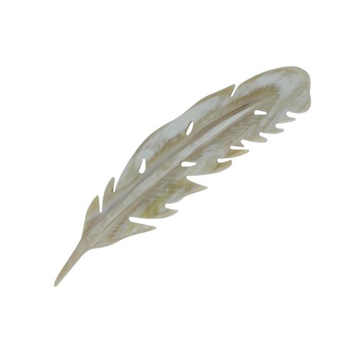 Broche Plume en Corne Naturel Modèle 1 - LES POULETTES BIJOUX - Modalova