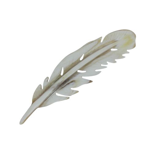 Broche Plume en Corne Naturel Modèle 4 - LES POULETTES BIJOUX - Modalova