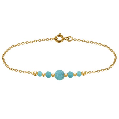 Bracelet Plaqué Or Cinq Perles de Larimar - LES POULETTES BIJOUX - Modalova